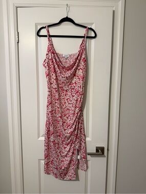 Gilli Pink Floral Cowl Midi Slip Dress